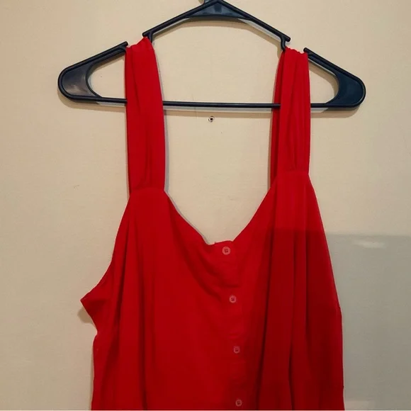 Ava & Viv Sleeveless Button-Front Bright Red Maxi Dress - Picture 3 of 7